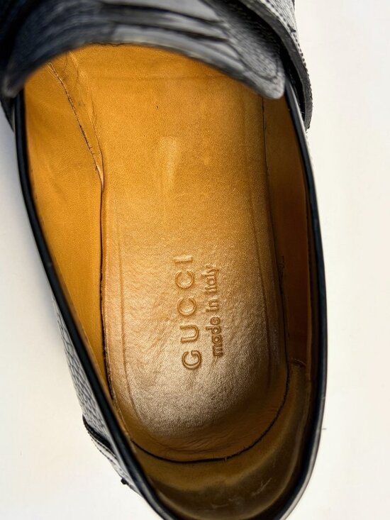 Gucci Genuine Full Ostrich Leg Penny Loafers Black Size 8.5/9.5 US Rubber Sole main image 3